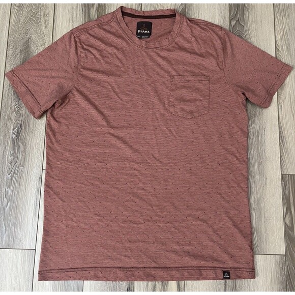 prAna Front Pocket Short Sleeve Organic Cotten Tee Crew Neck Mens Size Large - Picture 2 of 10